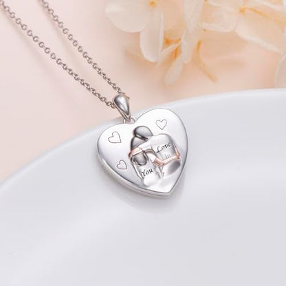 DAOCHONG Heart Locket Necklace Photo Memory Jewelry for Women | Sterling Silver Cremation Pendant | Holds 2 Photos | Keepsake for Women Mom Grandma Daughter | Memorial for Loved Ones & Pets - style: Couple Keepsake Locket