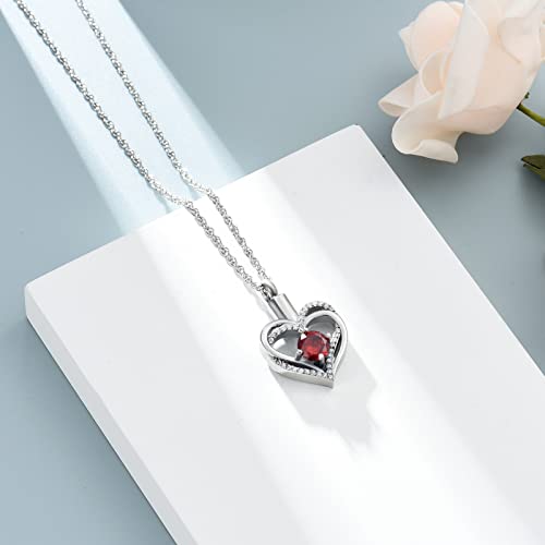 shajwo Cremation Jewelry Heart Urn Necklace for Ashes of Loved One - color: Silver-Red