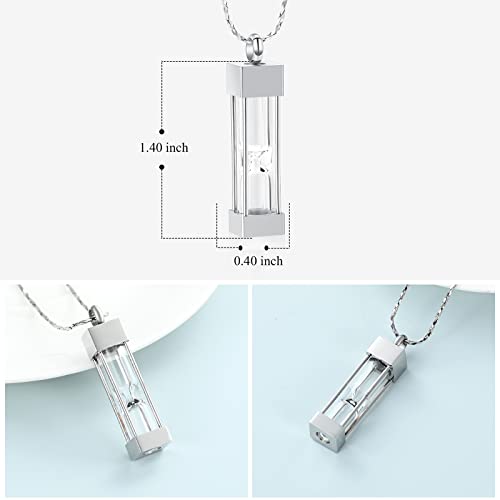 Imrsanl Glass Hourglass Urn Necklace Cremation Jewelry for Ashes - color: Silver