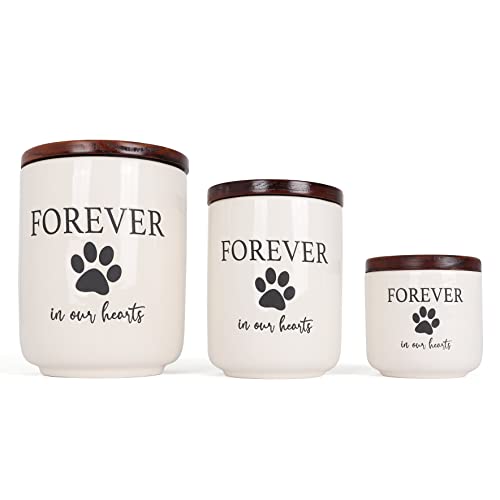 Ceramic Pet Urn - Paw Print Dog & Cat Urns - Keepsake for Ashes - Pet Cremation Box (50 lb) - size: 50 lb