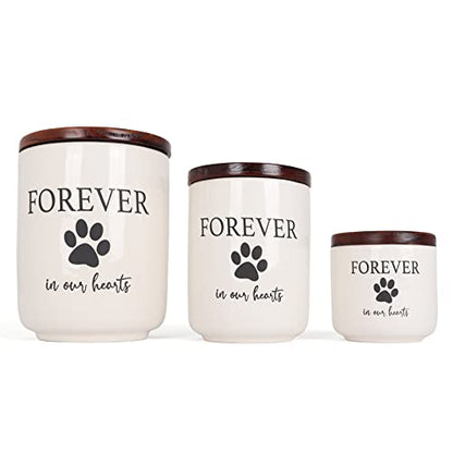 Ceramic Pet Urn - Paw Print Dog & Cat Urns - Keepsake for Ashes - Pet Cremation Box (100 lb) - size: 100 lb