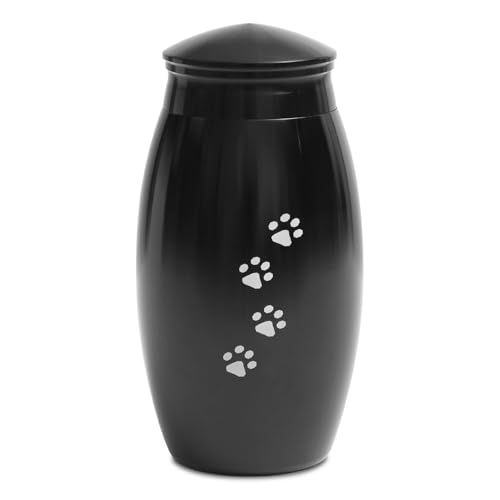 Pet Memorial Gift for Loss of Dog or Cat, Memorial Urn for Ashes - color: Black Paw01