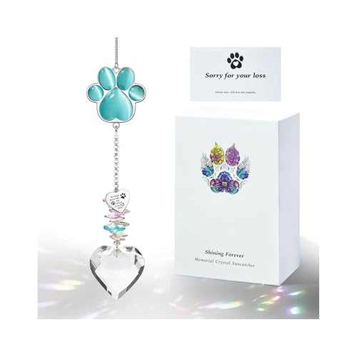 Dog Memorial Gifts for Loss of Dog, Pet Sympathy, Dog Memorial Suncatcher - color: Peacock Blue