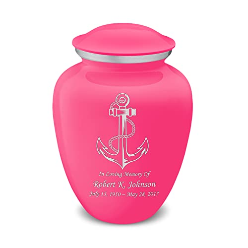 Adult Personalized Anchor Cremation Urns for Human Ashes I Large Bright Pink Funeral Urn for Men and Women I 200 lbs - color: Bright Pink