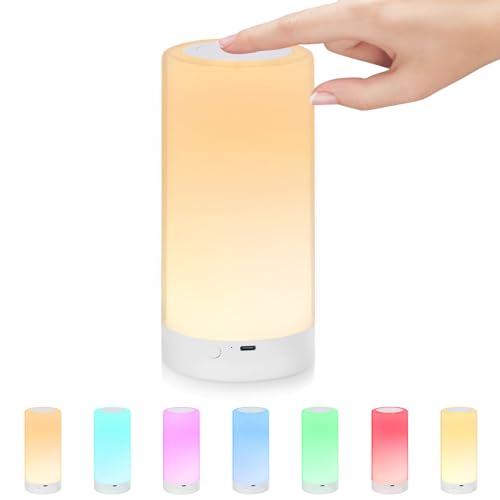 UNIFUN Night Light Touch Control RGB Rechargeable Bedside Lamp Dimmable | Easy Touch Control Dimming Design, Stepless Dimming RGB Color Change , Portable Cordless And Multi-Scenario Application - size: Taller Size1