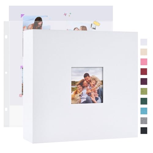 Mublalbum 10x10 Inch 3 Ring DIY Scrapbook Photo Album 80 Pages, White - color: White, size: 10x10 Inch 80 Pages