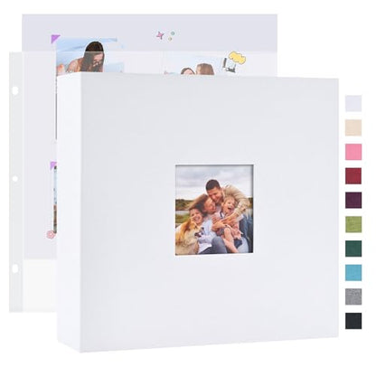 Mublalbum 10x10 Inch 3 Ring DIY Scrapbook Photo Album 80 Pages, White - color: White, size: 10x10 Inch 80 Pages