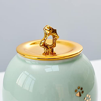 Medium Pet Urns for Dogs Ashes, Ceramics Pet Urn for Cat Ashes - color: Green