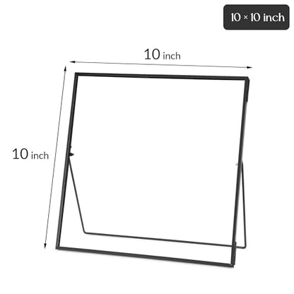 REDHUGO Double Glass Frame for Pressed Flowers, Square, Black, 10x10 Inches - color: Black, size: 10L" x 10W"