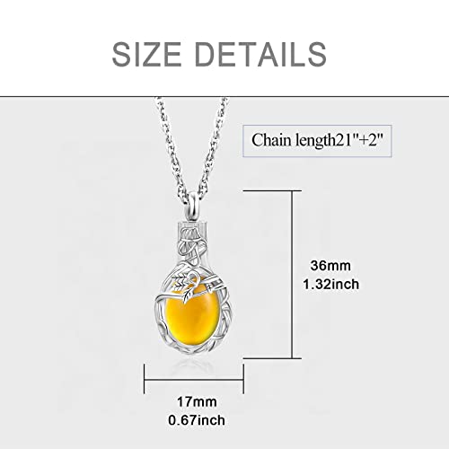 Gredstar Tree of Life Urn Necklace for Ashes, Birthstone Memorial Pendant | Teardrop Design, Love Symbol Detail, 12 Birthstone Colors, Stainless Steel, Ashes Holder, Funnel Kit Included - color: November