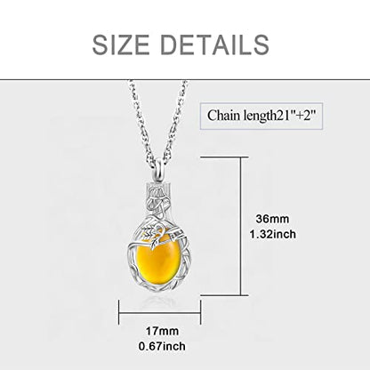 Gredstar Tree of Life Urn Necklace for Ashes, Birthstone Memorial Pendant | Teardrop Design, Love Symbol Detail, 12 Birthstone Colors, Stainless Steel, Ashes Holder, Funnel Kit Included - color: November