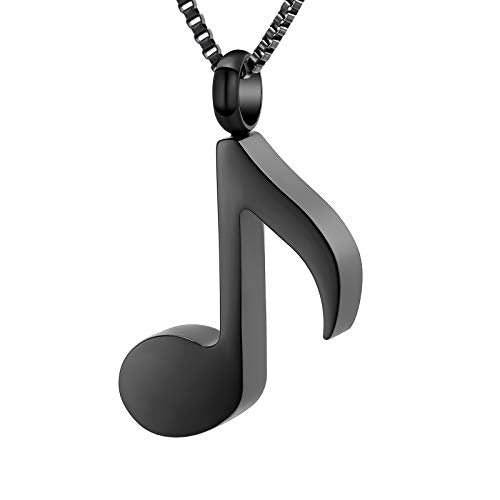 XSMZB Music Note Cremation Jewelry for Ashes Human Pet Keepsake Urn Necklace for Women Men Funeral Memorial Ash Pendant - color: Black-2