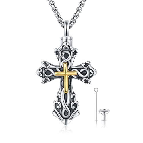 925 Sterling Silver Celtic Cross Urn Necklace for Ashes - color: silver-c