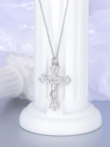 Cross Urn Necklace for Ashes 925 Sterling Silver Cremation Jewelry with Funnel Filler Kit Ashes Necklace for Human Women Girl Pets - color: Crucifix, style: Personalized