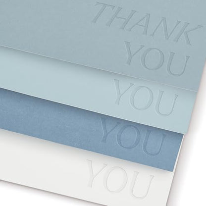 ZICOTO Beautiful Thank You Cards Set of 30 With Envelopes and Stickers | Elegant Blank Cards for Personalized Notes - Bulk Stationary Set for All Occasions Incl. Weddings, Business & Baby Showers - color: Blue