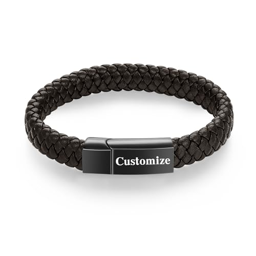 abooxiu Cremation Bracelet for Ashes Leather Urn Bracelet Cremation Jewelry Ash Bracelets Memorial Bangle Ashes Keepsake for Women Men - style: Engraved - Brown