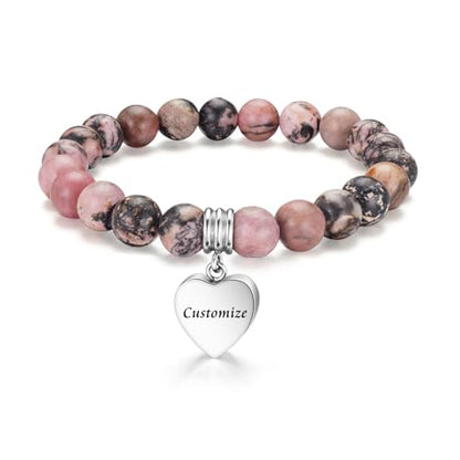 abooxiu Cremation Jewelry Urn Bracelet for Ashes Memorial Heart Ashes Keepsake Cremation Ash Bracelets Urn Jewelry for Ashes of Loved Ones for Women - With Me Always - style: Engraved - Rhodonite