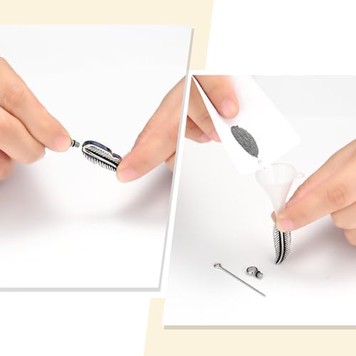 Oinsi Stainless Steel Feather Urn Necklace Hold Cremation Ashes Keepsake Memorial Jewelry +Box+Fill Kits - color: Customize-Image