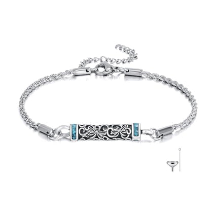 Urn Bracelet For Ashes 925 Sterling Silver Abalone Shell Cremation Keepsake Pendant Locket Bracelet For Women Men - style: Dragonfly