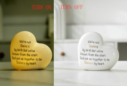 ADAVAS.Y&G Sisters by Heart Ceramic LED Heart Light – Inspirational Christian Gift, Scripture Friendship Love Night Light Décor - color: Sister