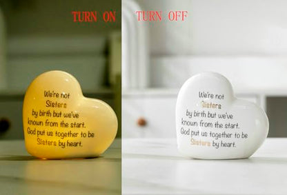 ADAVAS.Y&G Sisters by Heart Ceramic LED Heart Light – Inspirational Christian Gift, Scripture Friendship Love Night Light Décor - color: Sister
