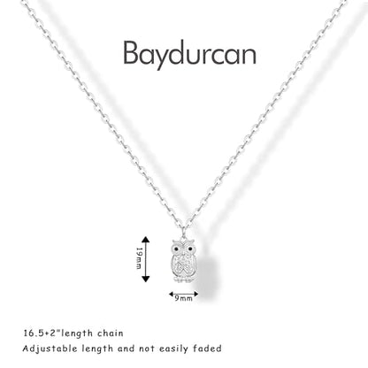 Baydurcan Pendant Necklace for Women Friends Sister Birthday Christmas Gift | Silver Evil Eye Ankh Mary Friendship Dragonfly Hummingbird Snake Turtle Pendant Necklace for Her Just Because Gifts - style: Owl