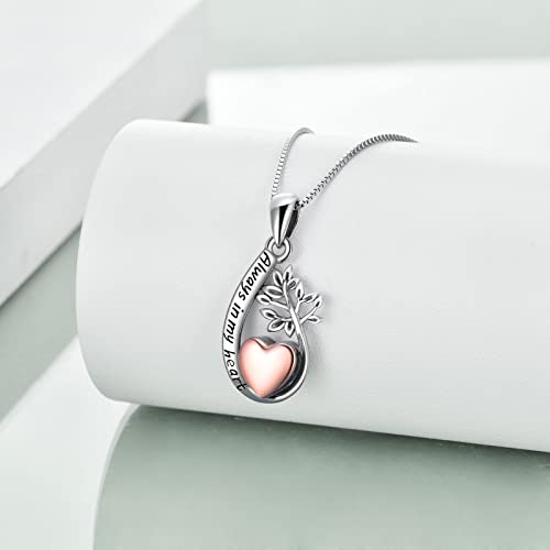 Heart/Cross/Infinity Moonstone Urn Necklace for ashes for Women Sterling Silver Dainty Cremation Jewelry Trendy Ashes Keepsake Memorial Gift for Mother/Grandma/Sister/Husband - style: Tree of life