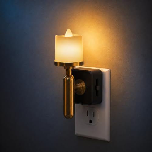 JandCase Candle Night Light, Night Lights Plug into Wall | 3000K Soft White, 0-100LM Adjustable Brightness, Dusk to Dawn Sensor NIghtlight, Dinning Room, Living Room, Bathroom, Hallway - color: Candle-3000K（Glass）, size: 1 Pack