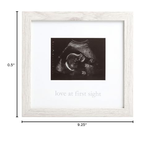 Kate & Milo Love at First Sight Rustic Sonogram Photo Frame | Holds 4" x 5" Ultrasound Photo, Rustic Neutral Design, Easel or Wall Display, Pregnancy Announcement Keepsake - style: Love at First Sight