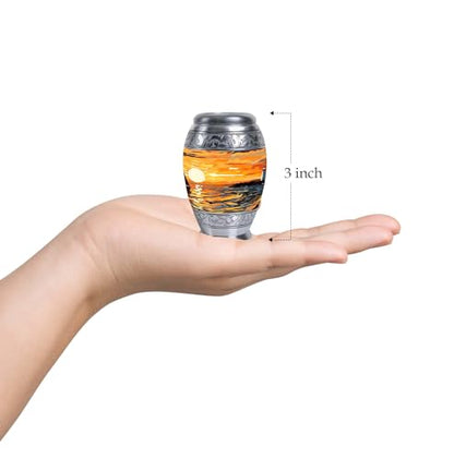 Ocean Urns for Human Ashes Male & Female - Small Urn for Human Ashes Keepsake - Mini Cremation Memorial - 3 Inch 1 Pcs - color: Ocean