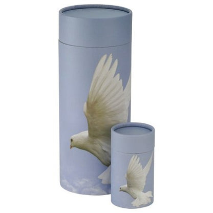 Ascending Dove Scattering Tube - Extra Small, Biodegradable Cremation Urn for Ashes, Extra Small Sized Cremation Urn, 5.25 Inches High - color: Ascending Dove
