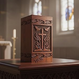 THOR INSTRUMENTS Wooden Cross Carved Adult urn bird Wood Cremation Urns Decorative Urns Rosewood Urn for Human Ashes Male and Female Handmade Urn for Large Ashes Burial Urns