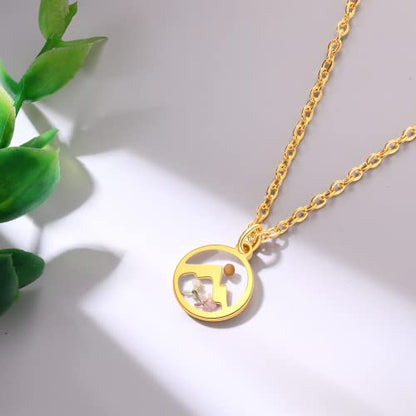 AUNTESIGN Forget-Me-Not and Queen Anne's Lace Pressed Wildflower Necklace | Birth Month Flowers Necklace | Gold/Silver Pressed Flower Jewelry | Mother's Day | Gift For Her - color: Mustard seed Necklace
