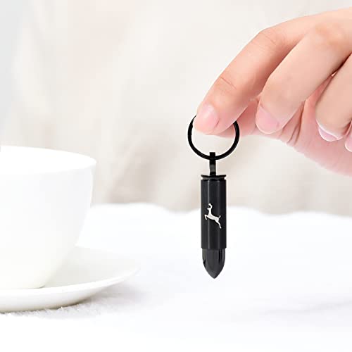 XSMZB Cremation Urn Keychain for Ashes Deer Bullet Keepsake Keychain Pendant Stainless Steel Memorial Jewelry for Women Men - color: Black