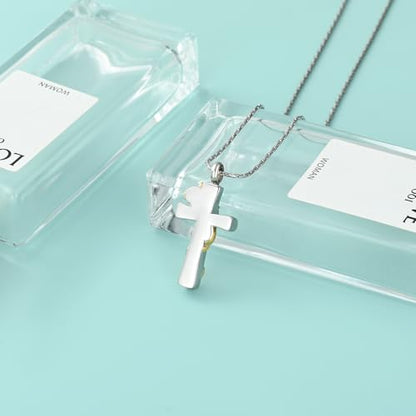 Cross Urn Necklaces for Men Women Cat Butterfly Cremation Jewelry for Ashes Stainless Steel Pet Memorial Ashes Pendant Keepsakes Jewelry - color: Gold