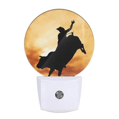 Cowboy Night Lights Wild West Cowboy on Horseback LED Night Light Plug into Wall with Dusk to Dawn Sensor for Girls Boys Women Men Room Decor, Hallway, Kitchen, Bathroom, Nursery - color: Cow Boy