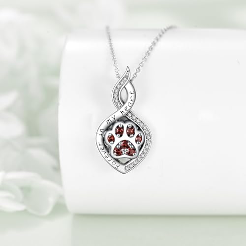 Butterfly/Dragonfly/Pet Paw/Tree of Life/Maple Leaf/Cross Urn Necklace for Ashes 925 Sterling Silver Cremation Pendant Jewelry Gifts for Women Mom - color: Paw-January