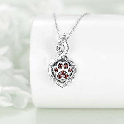 Butterfly/Dragonfly/Pet Paw/Tree of Life/Maple Leaf/Cross Urn Necklace for Ashes 925 Sterling Silver Cremation Pendant Jewelry Gifts for Women Mom - color: Paw-January