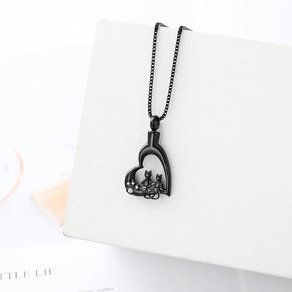 XSMZB Heart Paw Pet Cremation Jewelry for Ashes Cute Cat Memorial Urn Necklace for Women Men Pendant Ashes Holder Keepsake Jewelry - color: Black