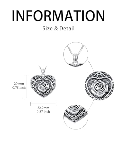 Poiuy Heart Locket Necklace for Women Photo Locket Necklace Gifts For Women | That Holds Pictures Locket Jewelry Anniversary Birthday Christmas Memento Gifts for Mom Daughter Women Girlfriend Sister - style: 06-rose