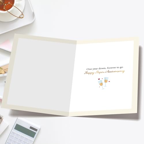 YiKaLus Happy 1st Anniversary Card,Romantic 1 Year Gifts for Him Her Couple | Sweet First Anniversary Greeting Card with Golden Number One and Love Ring Decor,Matching Red Envelope 8x5.3 Inch - style: card 469