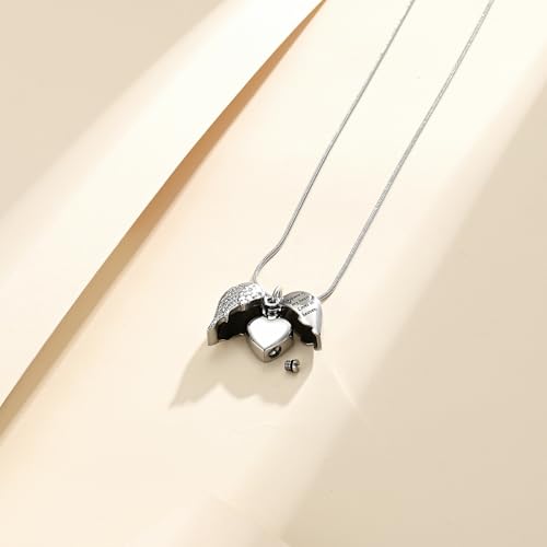 Cremation Jewelry Heart Urn Necklace for Human Ashes for Women Men A Piece of My Heart Lives in Heaven Memorial Ashes Keepsake Pendant - color: Silver-Grandma