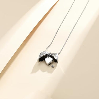 Cremation Jewelry Heart Urn Necklace for Human Ashes for Women Men A Piece of My Heart Lives in Heaven Memorial Ashes Keepsake Pendant - color: Silver-Grandma