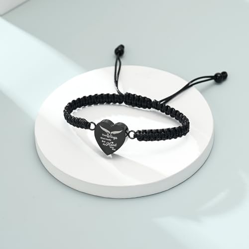 Imrsanl Heart Cremation Bracelet for Ashes Memorial Urn Jewelry - color: Rope-Black