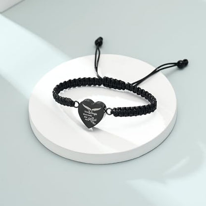 Imrsanl Heart Cremation Bracelet for Ashes Memorial Urn Jewelry - color: Rope-Black