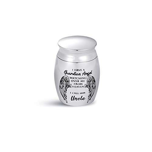 Uncle Mini Cremation Urns for Ashes Forever Love Heart Family Human Memorial Keepsake Stainless Steel Bottle Holder Funeral Gift - size: Uncle