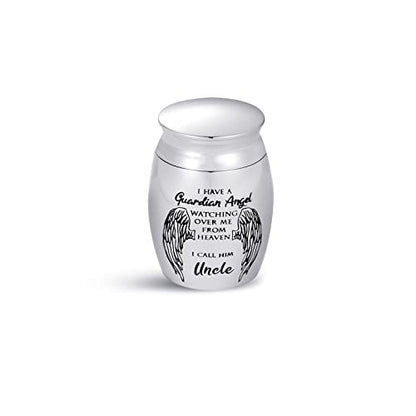 Uncle Mini Cremation Urns for Human Ashes My Guardian Angel for Men Adult Cousin Male Family Memorial Cremation Ashes Keepsake Stainless Steel Funeral - color: "Uncle, My Guardian Angel"