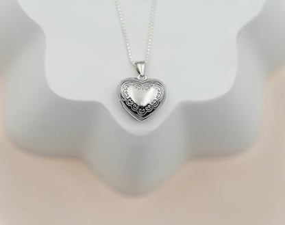 Precious Pieces Heart Locket Necklace, .925 Sterling Silver - color: Silver-14
