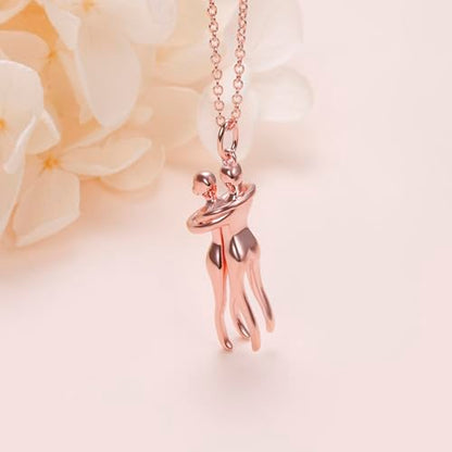 FLYOW S925 Sterling Silver Best Friend Couple Pendant Friendship Sun Moon Lotus Yin Yang Matching Bff Necklace for Women Jewelry - style: Entire rose gold