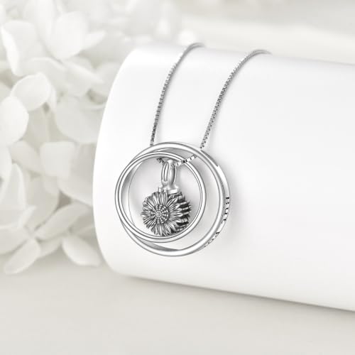 ONEFINITY Urn Necklace for Ashes 18k White Gold Plated Sunflower/Paw Print/Opal Urn Locket Necklace Cremation Jewelry Memorial Keepsake Jewelry Gifts for Women - style: Sunflower